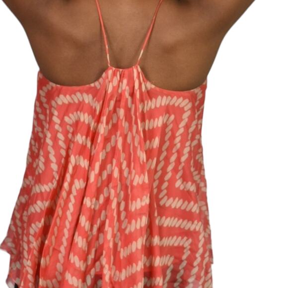 Milly Handkerchief Hem Top Orange Coral Silk Tank Swing Racerback Chiffon 2 - Picture 5 of 13